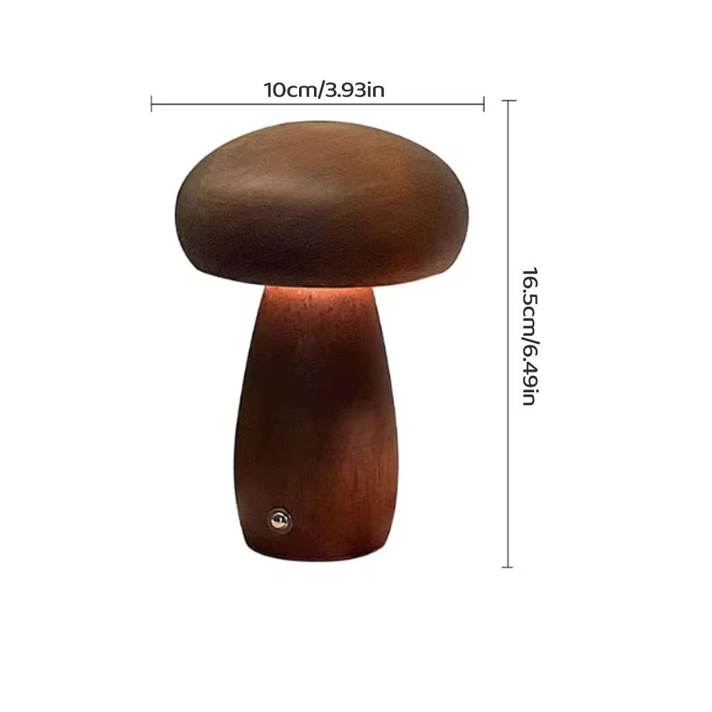 Holz - Nachtlicht in Pilz - Form: Stufenlose Dimmung & 3 Farben für dein Zimmer - ApolettaApoletta