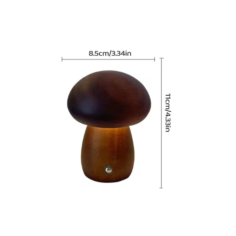 Holz - Nachtlicht in Pilz - Form: Stufenlose Dimmung & 3 Farben für dein Zimmer - ApolettaApoletta