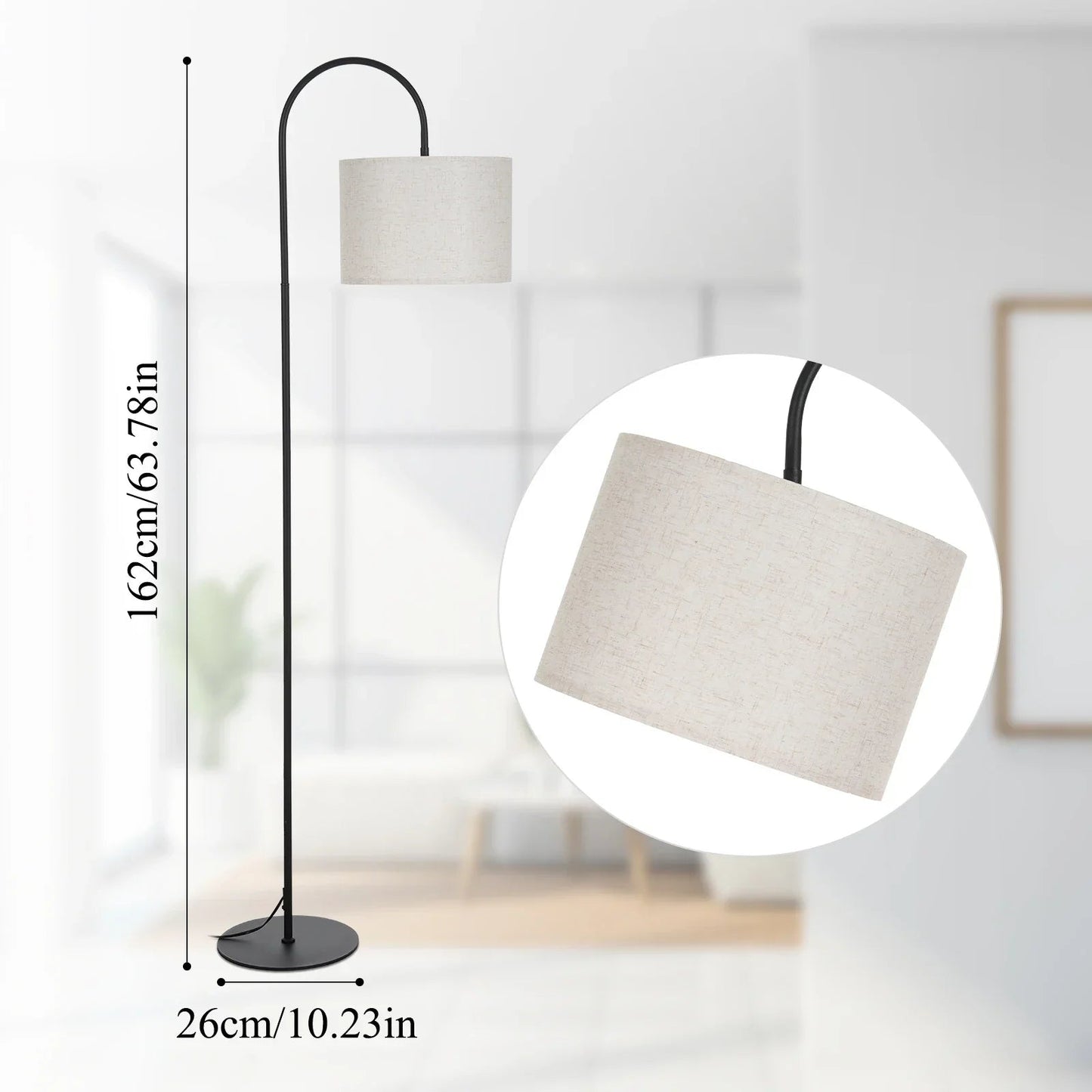 Stoff - Stehlampe: Moderne Stehlampe mit Fußschalter für Wohnzimmer, Schlafzimmer & Büro - ApolettaApoletta