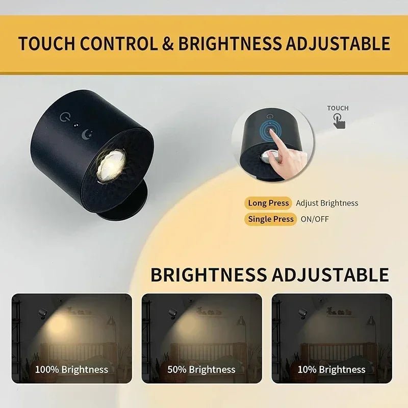 Smarte LED - Wandleuchte mit Touch - Control: 360° drehbar & kabellos für Schlafzimmer - ApolettaApoletta