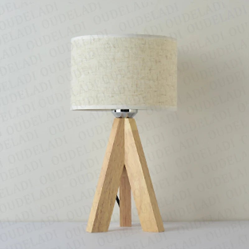 OUDELADI Holztischlampe Weiß Schwarz Stoff Lampenschirm Wohnkultur Wohnzimmer Nachttischlampe Schreibtischlampe E27 Arbeitszimmer Leselicht - ApolettaApoletta