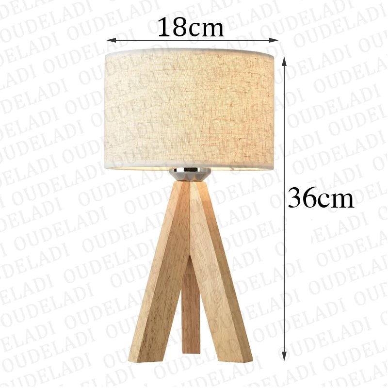 OUDELADI Holztischlampe Weiß Schwarz Stoff Lampenschirm Wohnkultur Wohnzimmer Nachttischlampe Schreibtischlampe E27 Arbeitszimmer Leselicht - ApolettaApoletta