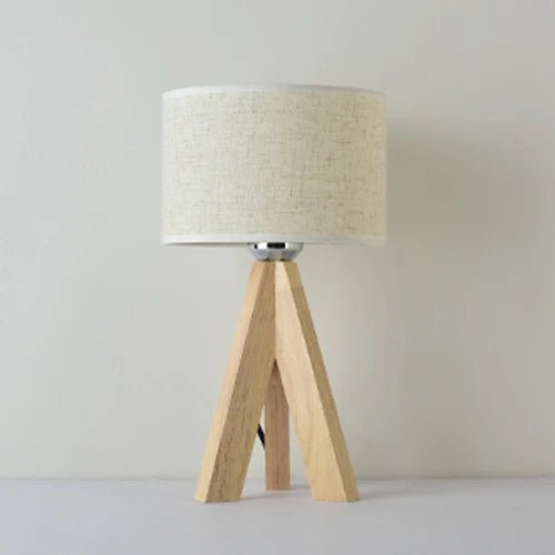 OUDELADI Holztischlampe Weiß Schwarz Stoff Lampenschirm Wohnkultur Wohnzimmer Nachttischlampe Schreibtischlampe E27 Arbeitszimmer Leselicht - ApolettaApoletta