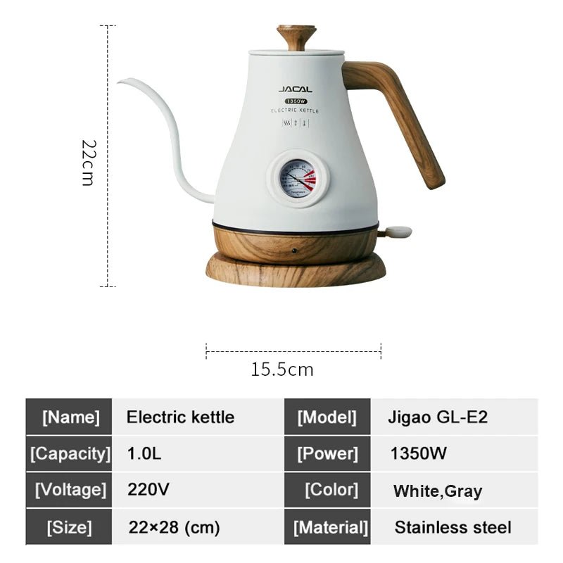 Retro Schwanenhals - Wasserkocher: 1,0 L Kaffeekanne mit Thermometer - ApolettaApoletta