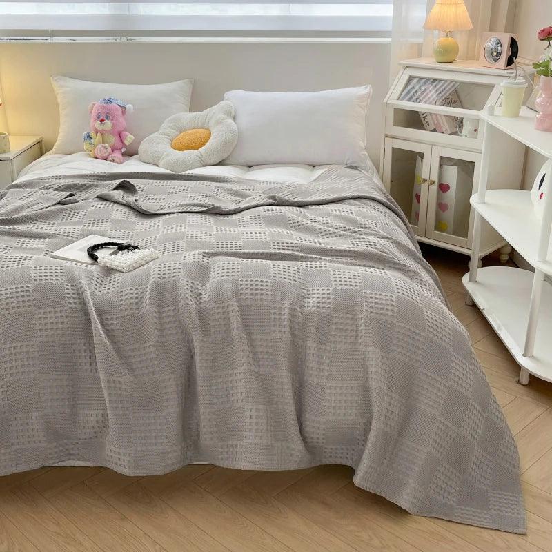 Baumwoll - Überwurfdecke: Weich & atmungsaktiv mit Waffel - Muster für Bett und Sofa - ApolettaApoletta