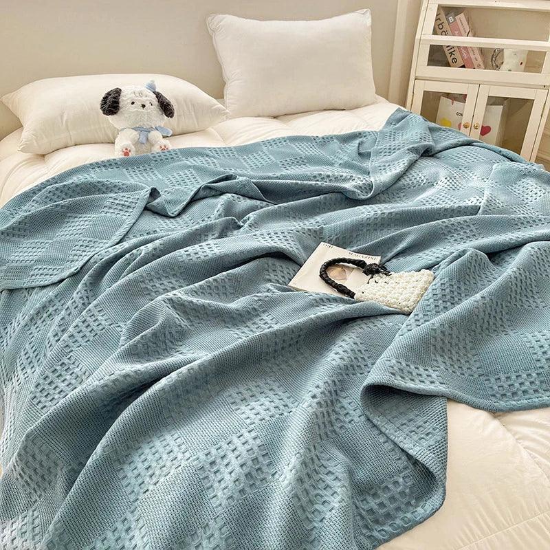 Baumwoll - Überwurfdecke: Weich & atmungsaktiv mit Waffel - Muster für Bett und Sofa - ApolettaApoletta