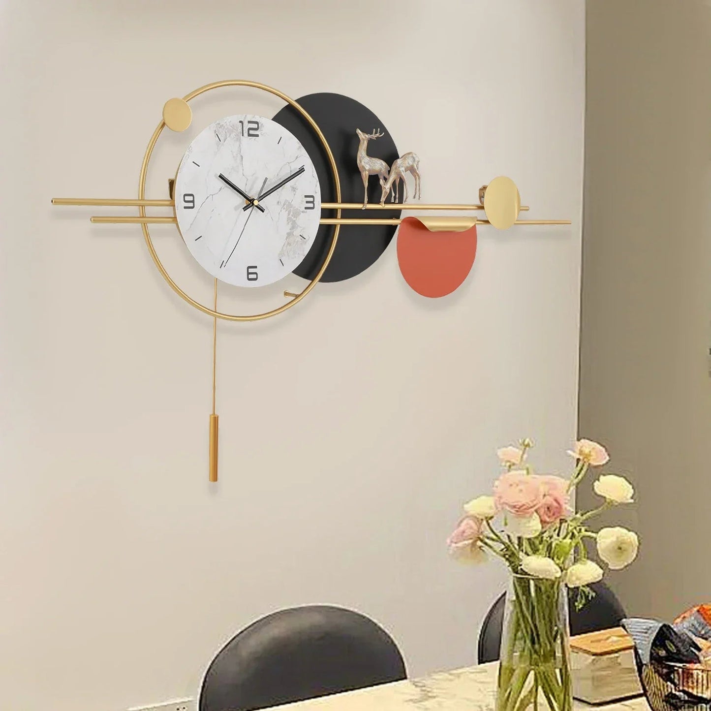 Geräuschlose Wanduhr: Runde Metalluhr für Wohnzimmer & Schlafzimmer - ApolettaApoletta