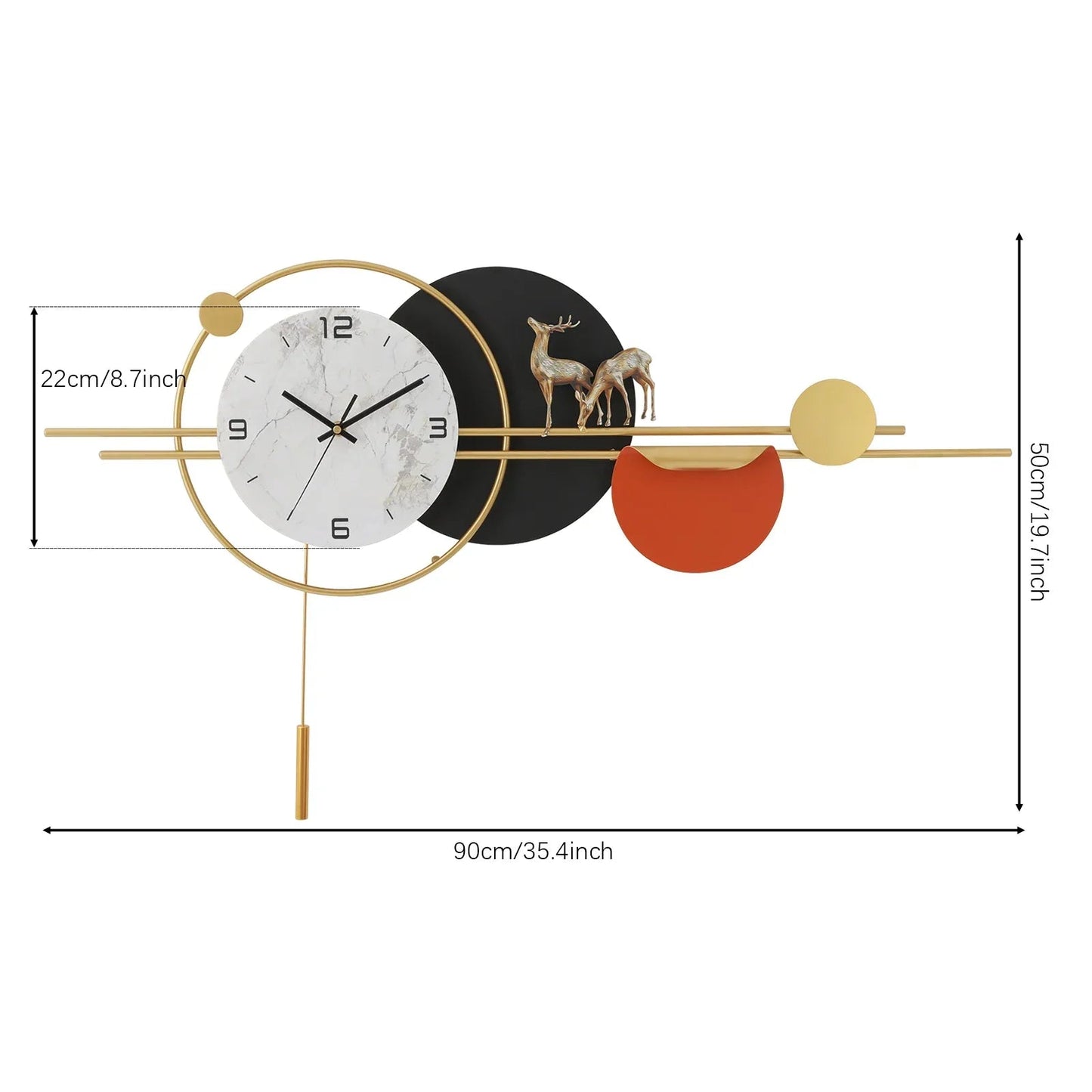 Geräuschlose Wanduhr: Runde Metalluhr für Wohnzimmer & Schlafzimmer - ApolettaApoletta
