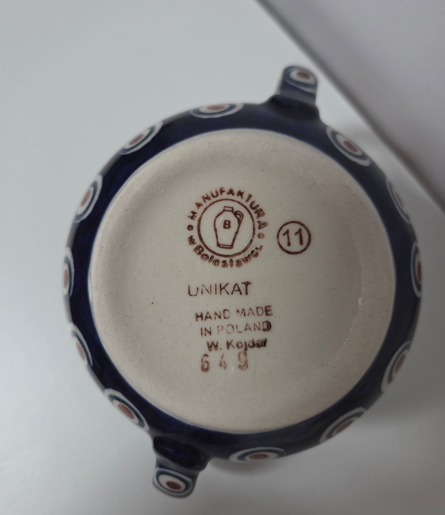 Bunzlauer Keramik Zuckerdose mit Henkeln - UNIKAT (Premium) - Höhe 10 cm - Handarbeit