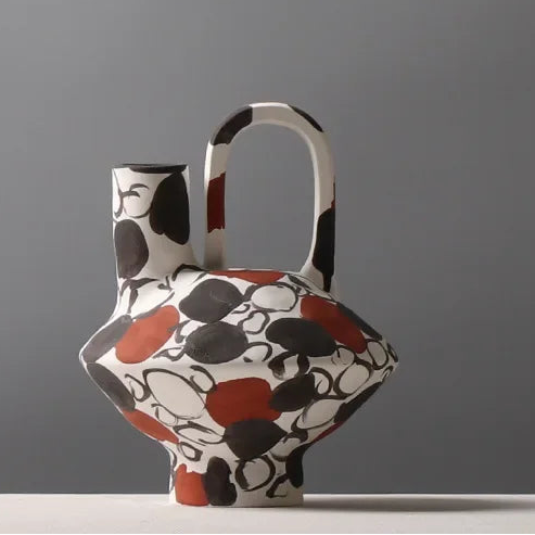 Handbemalte Keramikvase – Kreatives Ornament für Wohnzimmer & Flur