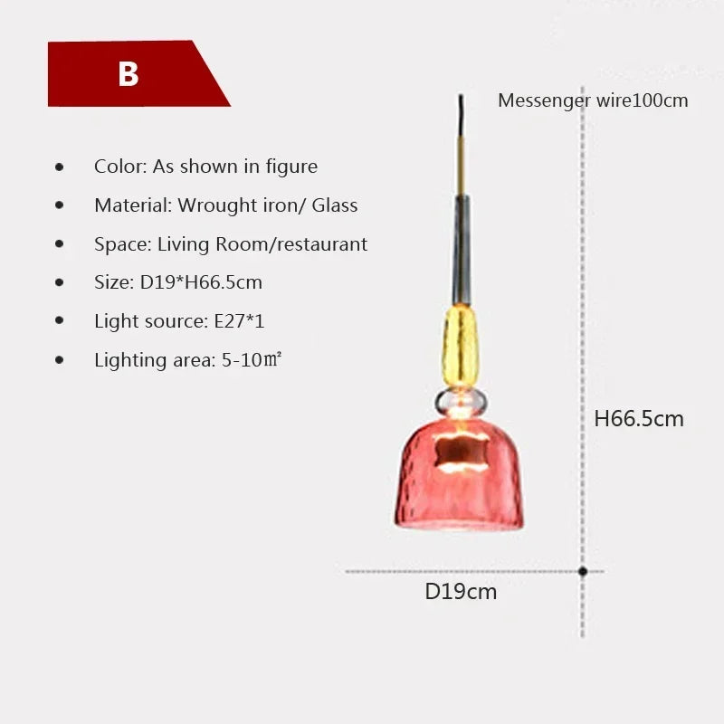 Moderne LED Glas-Pendelleuchte in Süßigkeiten-Farben - Apoletta