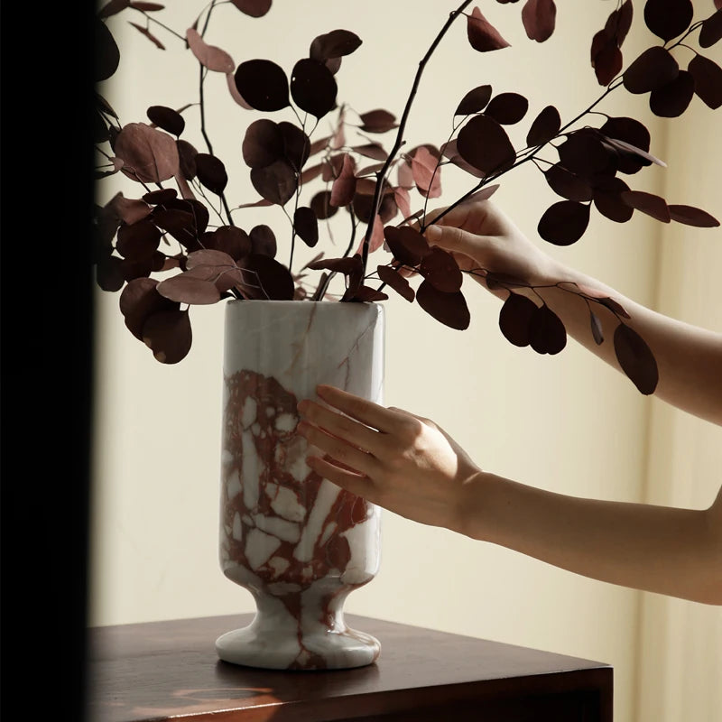 Natürliche Marmorvase (Vintage-Stil) – Heimdekoration für Tisch & Kaminsims - Apoletta