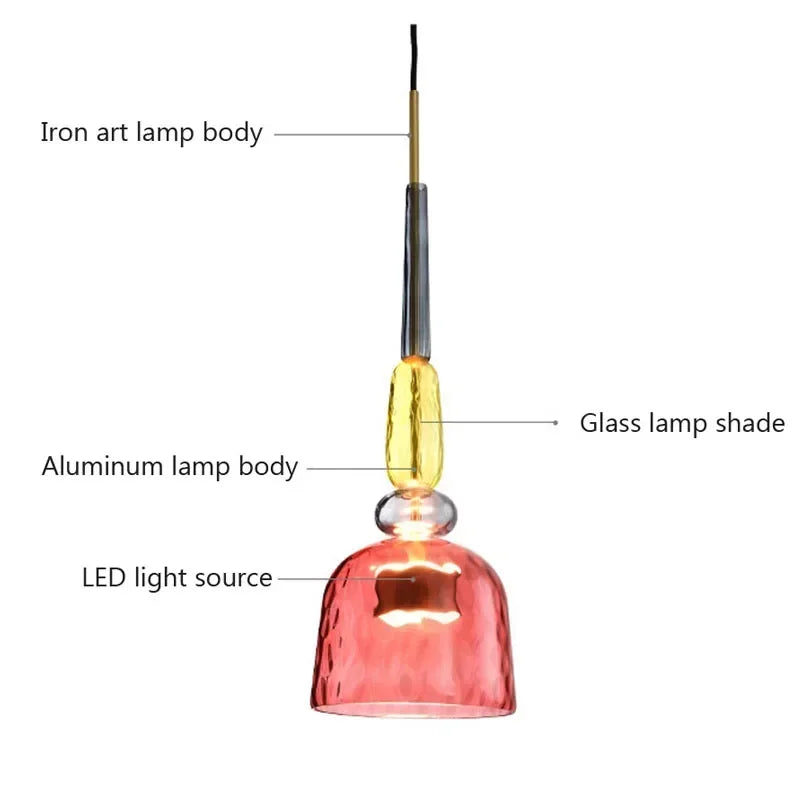 Moderne LED Glas-Pendelleuchte in Süßigkeiten-Farben - Apoletta
