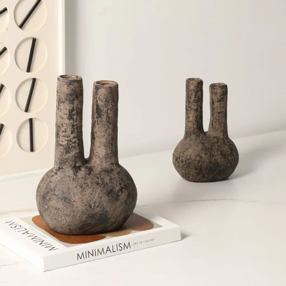 Nordische Retro Doppelrohr-Vase aus Keramik - Apoletta