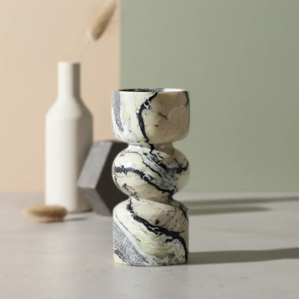 Luxuriöser Kerzenhalter aus Natürlichem Marmor für Stumpenkerzen - Apoletta