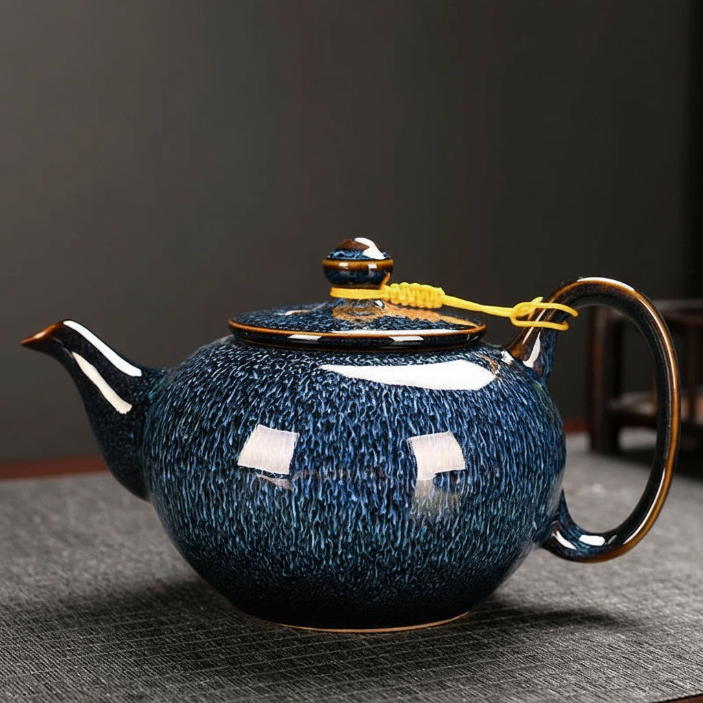 Große Tianmu-Glasur Teekanne (750ml) mit Hebebügel - Apoletta