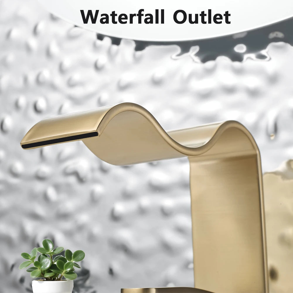 Wasserfall-Waschtischarmatur in Gebürstetem Gold - Apoletta
