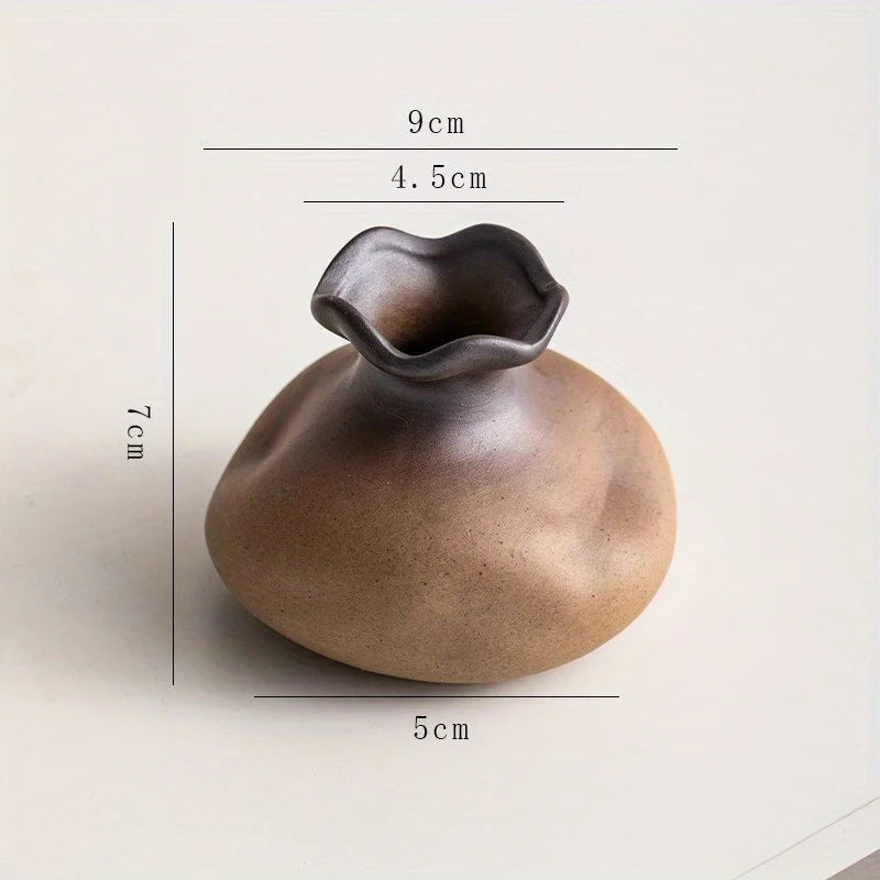 Rustikale Keramikvase in Stein-Optik