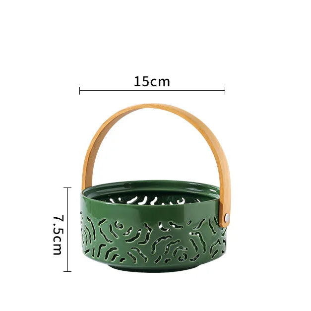 Keramik Korb-Tablett mit Griff – Hohle Obst- & Snackschale