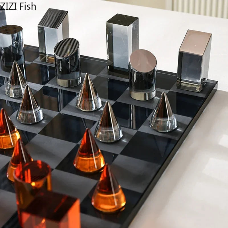 Minimalistische Kristall-Schachfigur – Geometrisches Kunstwerk - Apoletta