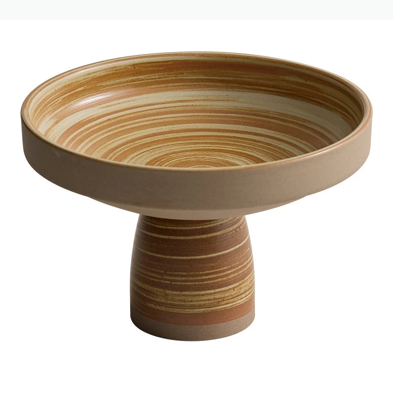 Retro Keramik Teller (Grob) auf hohem Fuß