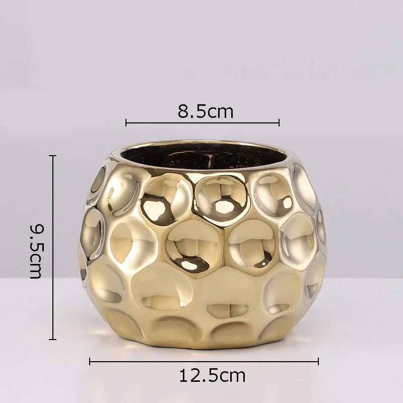 Minimalistische Goldene Keramikvase – Modernes Dekor - Apoletta