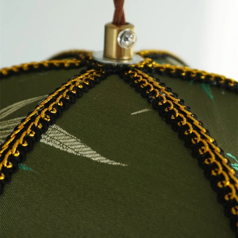 Moderne LED Hängelampe aus Stoff (Grün/Gelb) & Gold/Eisen - Apoletta