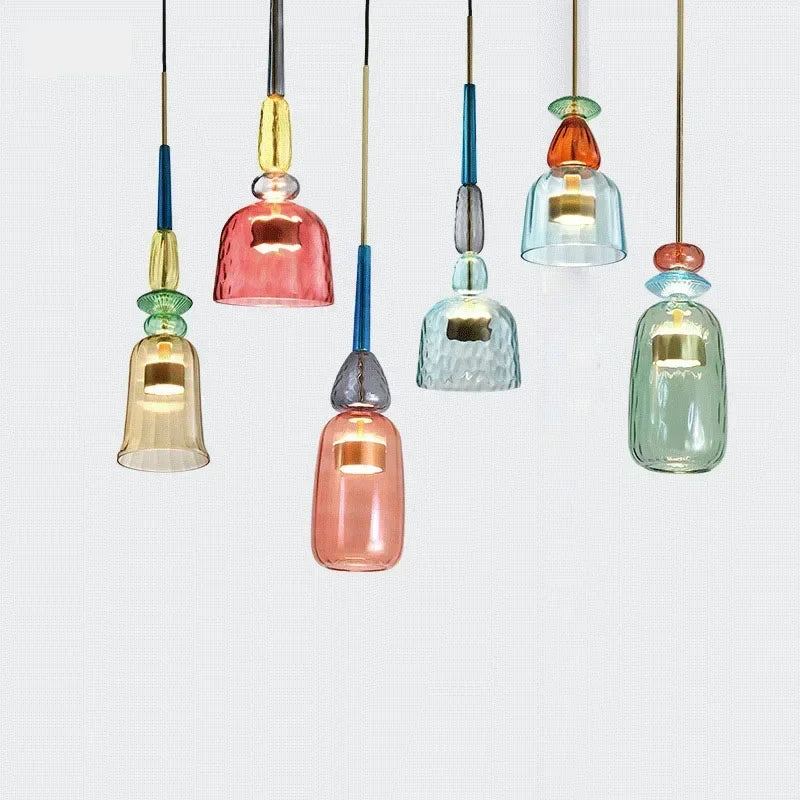 Moderne LED Glas-Pendelleuchte in Süßigkeiten-Farben - Apoletta
