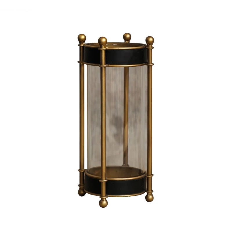 Vintage Eisen-Windlicht mit Glaseinsatz – Metall Kerzenhalter