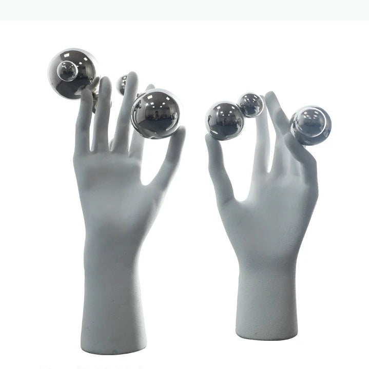 Abstrakte Silberne Handskulptur aus Harz – Kreative Heimdekoration