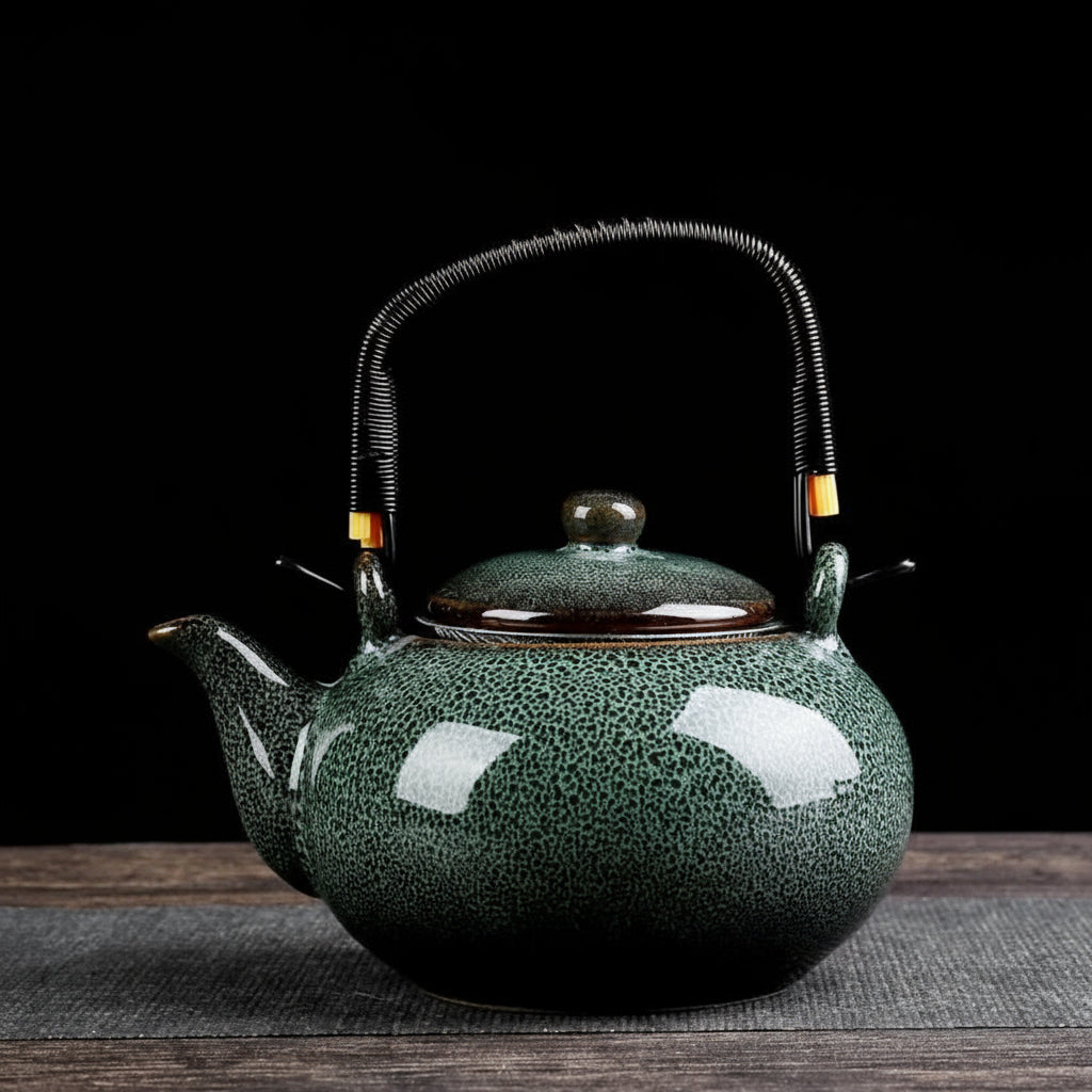 Große Tianmu-Glasur Teekanne (750ml) mit Hebebügel - Apoletta