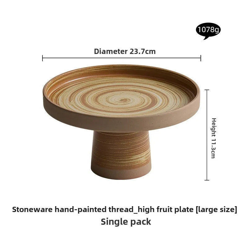 Retro Keramik Teller (Grob) auf hohem Fuß