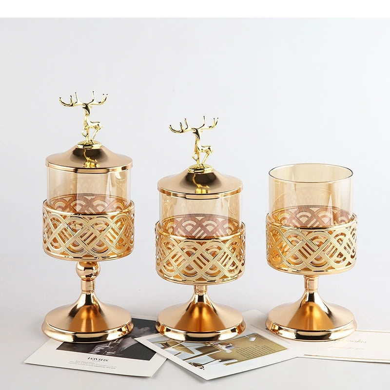 Elegantes Glasgefäß auf Metallständer (Hoher Fuß) – Multifunktional