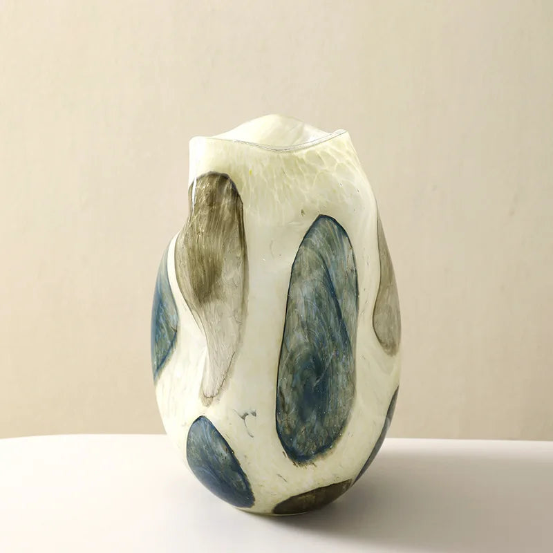 Handgefertigte Glasvase Blau-Grün Gepunktet - Apoletta