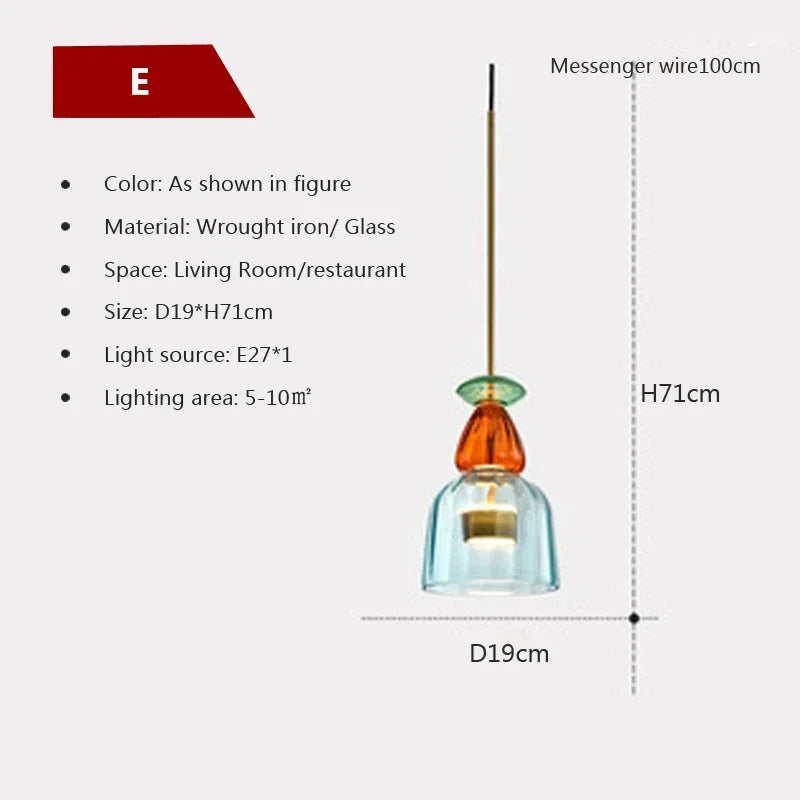 Moderne LED Glas-Pendelleuchte in Süßigkeiten-Farben - Apoletta