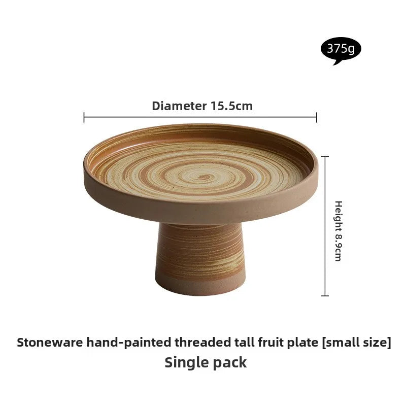 Retro Keramik Teller (Grob) auf hohem Fuß