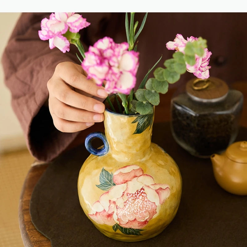 Künstlerische Keramikvase mit Einem Henkel (Einzelohr)