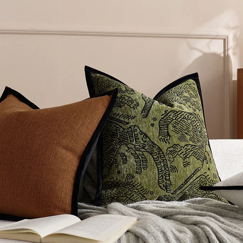 Luxuriöser Französischer Retro-Jacquard-Kissenbezug mit Rand - Apoletta