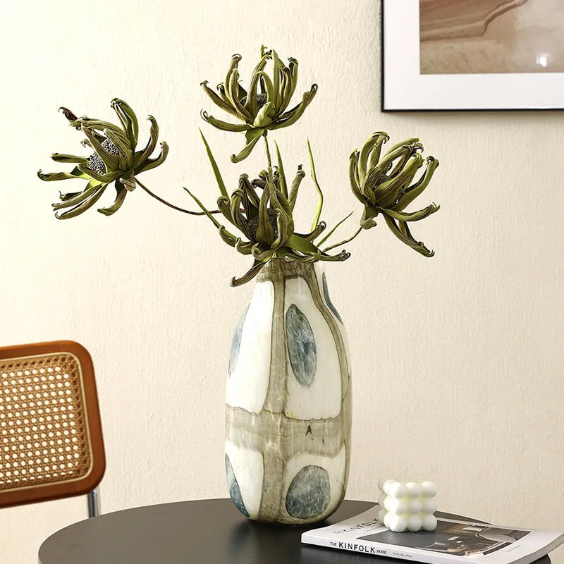 Handgefertigte Glasvase Blau-Grün Gepunktet - Apoletta