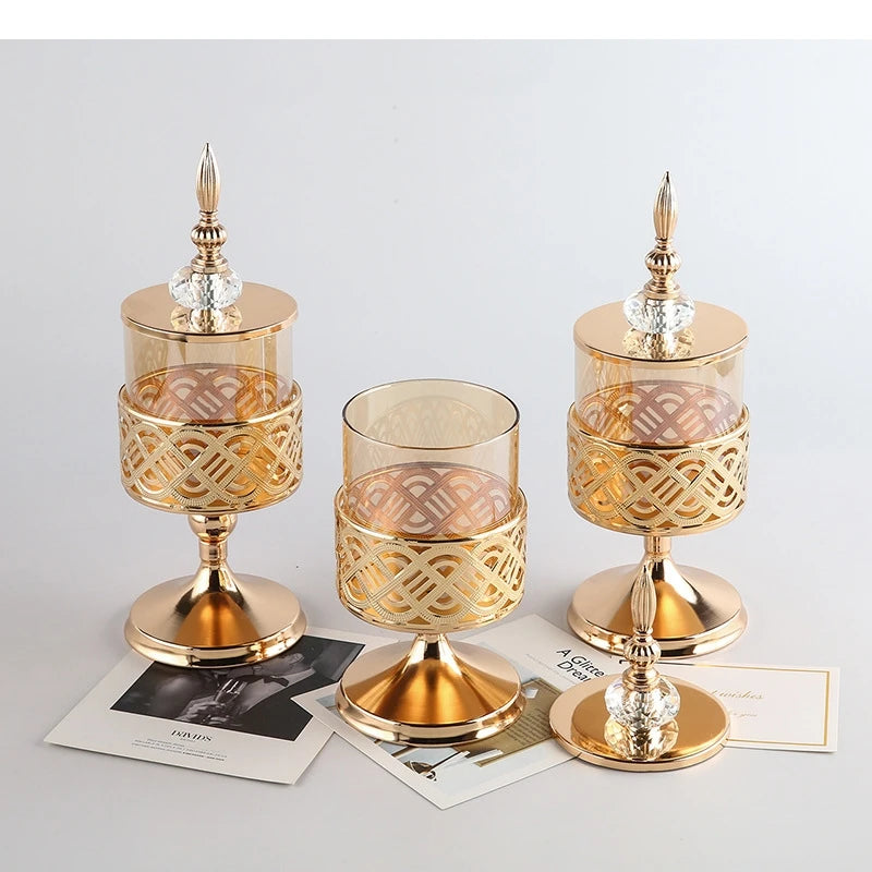 Elegantes Glasgefäß auf Metallständer (Hoher Fuß) – Multifunktional