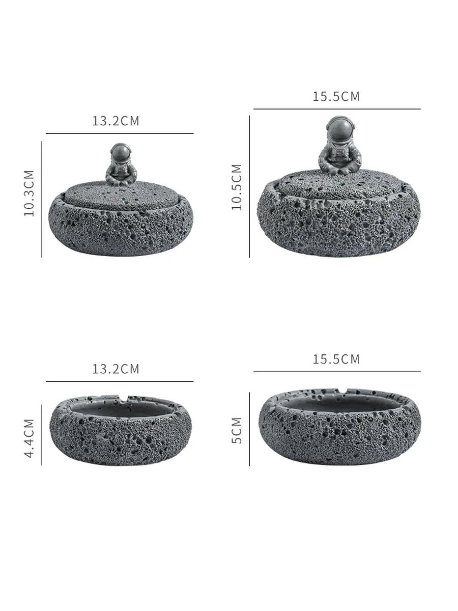 Zement Astronauten-Aschenbecher mit Deckel (Groß & Hitzebeständig) - Apoletta