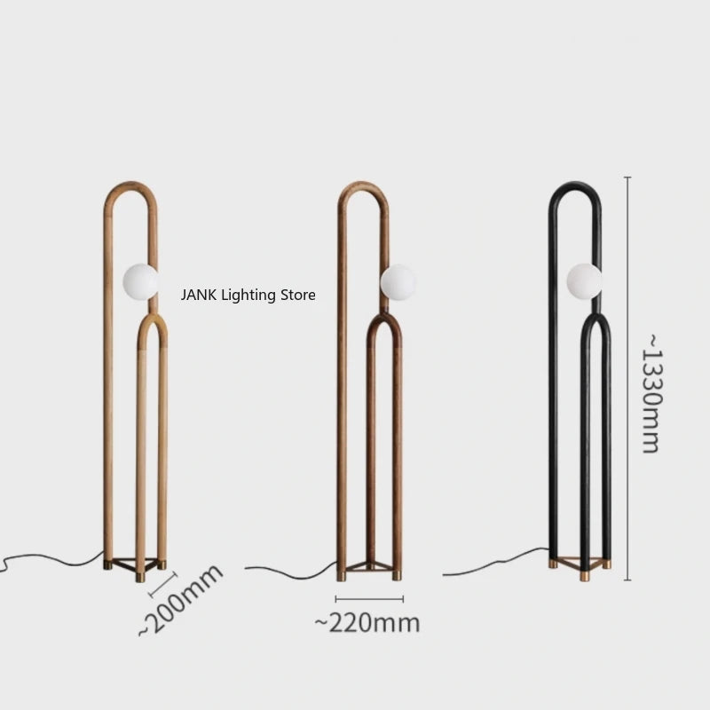 Kreative LED-Stehlampe aus dunklem Holz - Apoletta