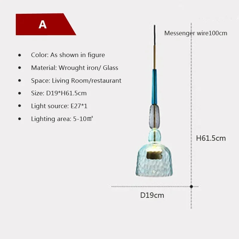 Moderne LED Glas-Pendelleuchte in Süßigkeiten-Farben - Apoletta