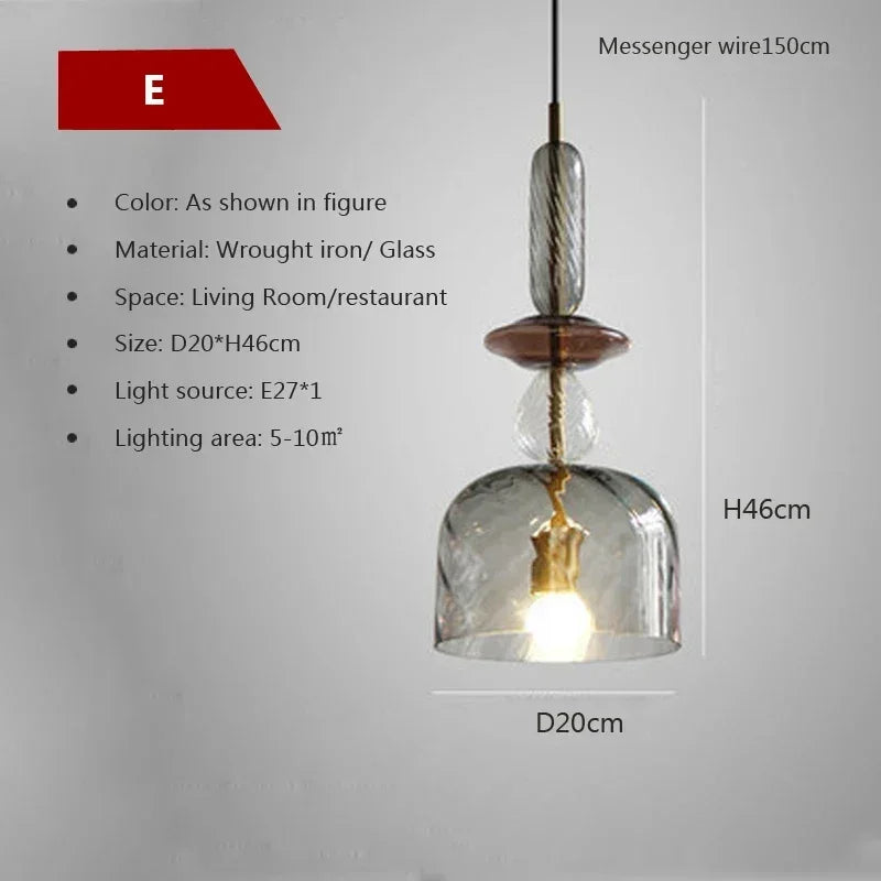 Moderne LED Glas-Pendelleuchte in Süßigkeiten-Farben - Apoletta