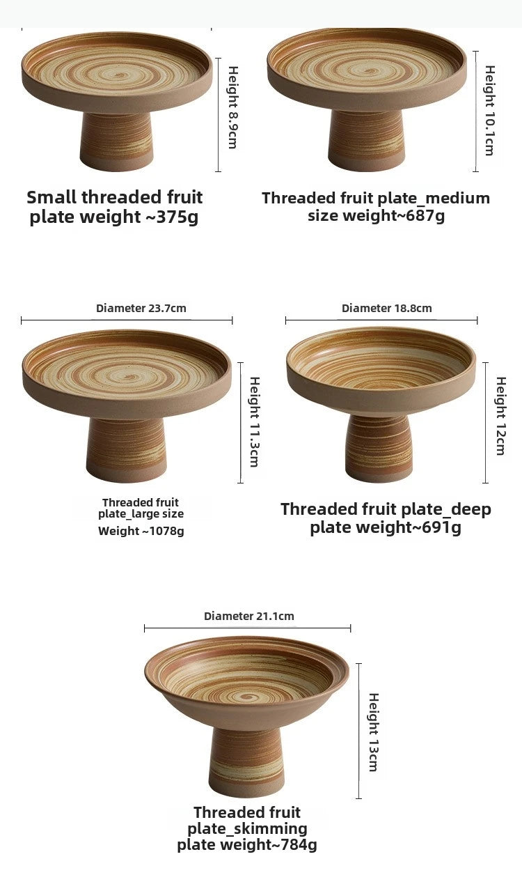 Retro Keramik Teller (Grob) auf hohem Fuß