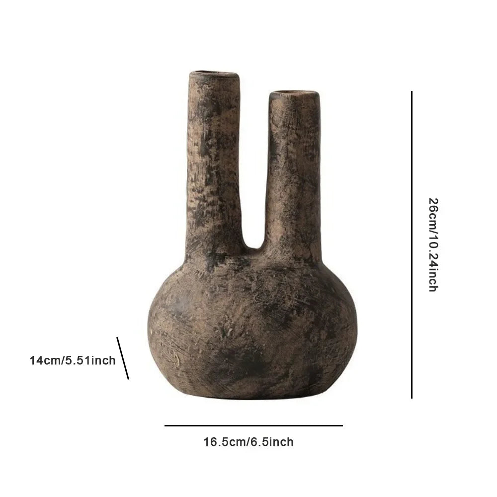 Nordische Retro Doppelrohr-Vase aus Keramik - Apoletta
