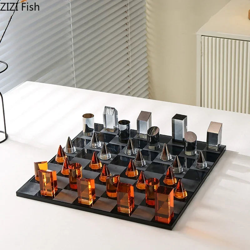 Minimalistische Kristall-Schachfigur – Geometrisches Kunstwerk - Apoletta