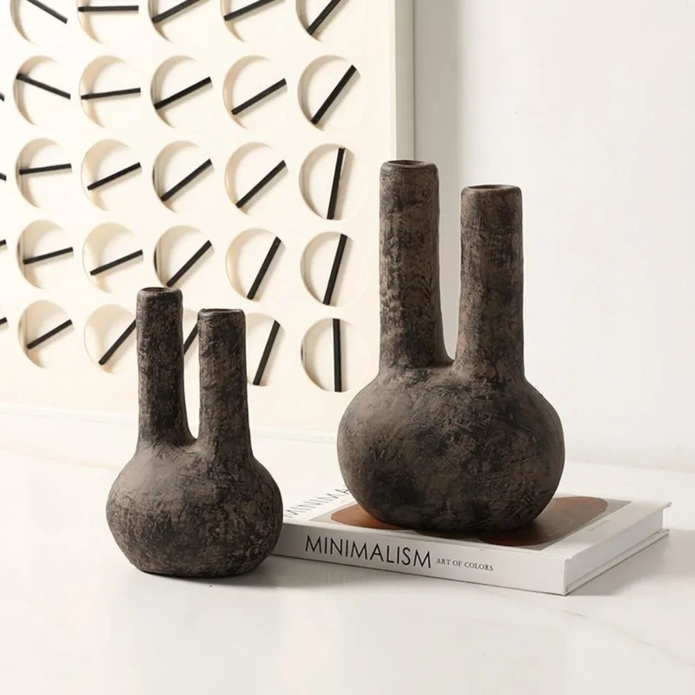 Nordische Retro Doppelrohr-Vase aus Keramik - Apoletta
