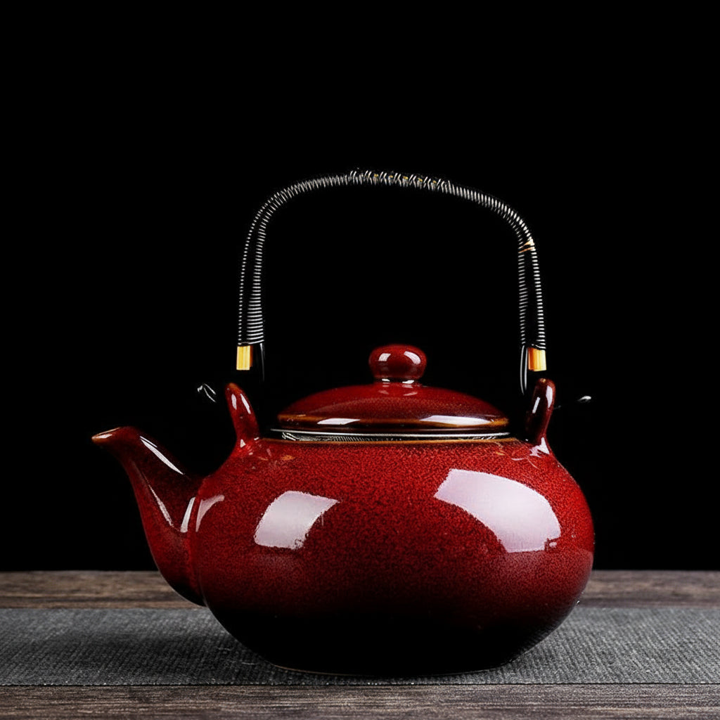 Große Tianmu-Glasur Teekanne (750ml) mit Hebebügel - Apoletta