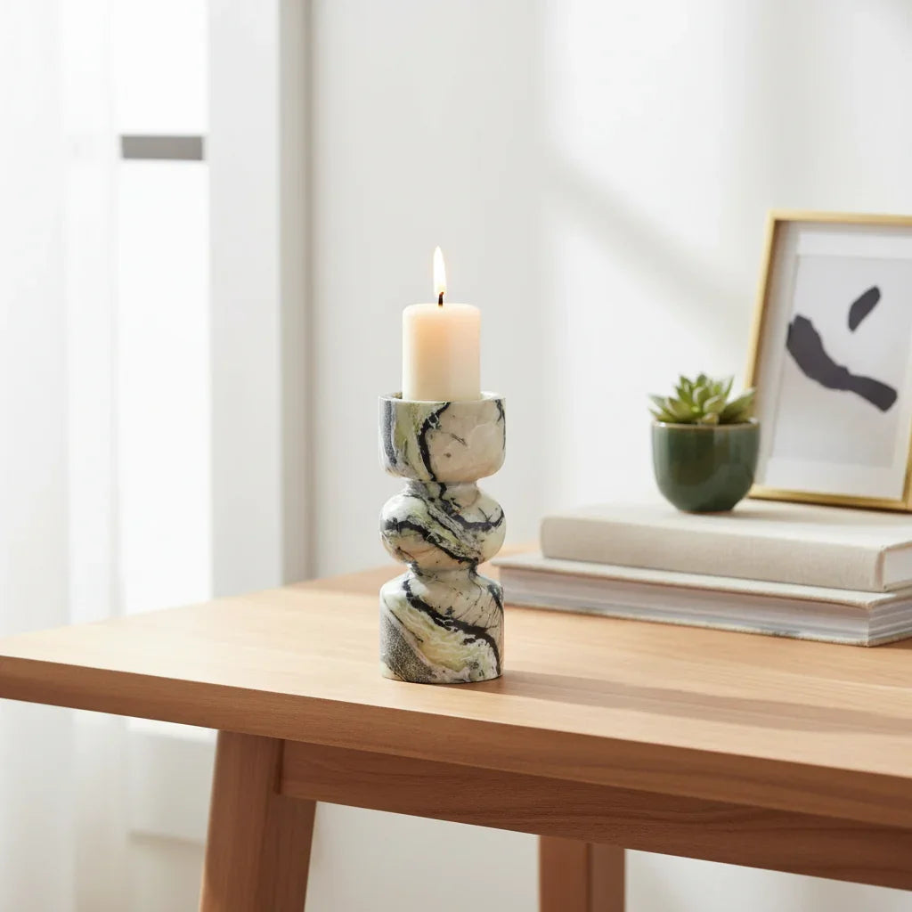 Luxuriöser Kerzenhalter aus Natürlichem Marmor für Stumpenkerzen - Apoletta